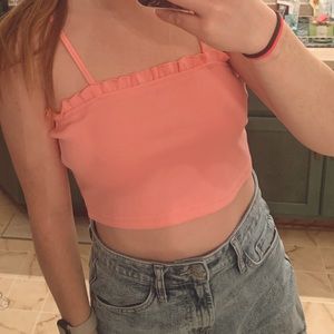 BUBBLEGUM PINK RUFFLE CROP TOP